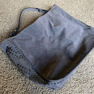 Black Rivet Brown Suede Leather Stud Shoulder Bag